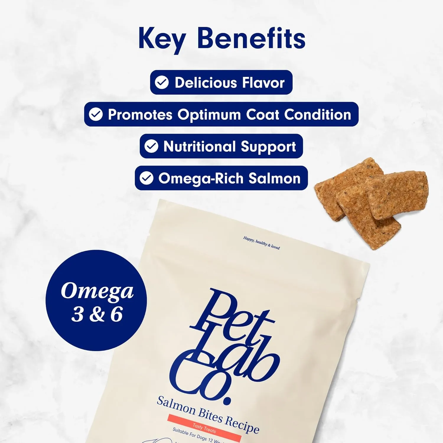 PetLab Co. Salmon Bites for Dogs  Premium Salmon Dog Treats with Beneficial Fatty Acids, Vitamins & Minerals - Carefully Selected Ingredients  Delicious Reward