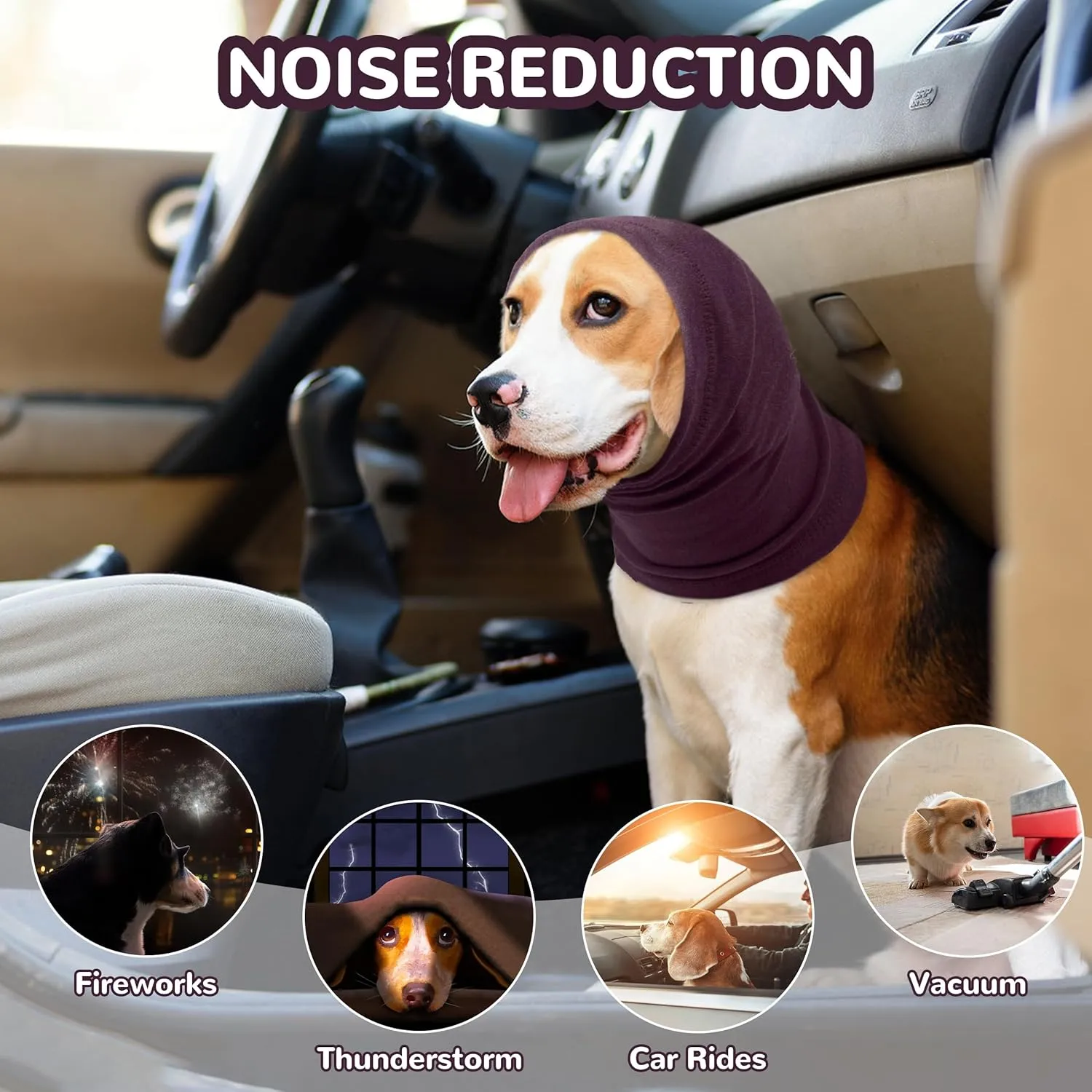 PUMYPOREITY Dog Calming Hoodie, Dog Ear Cover for Anxiety Relief, Ear Muffs for Hematoma, Noise Canceling for Grooming and Force Drying, Comfort Hoodie for Anxiety