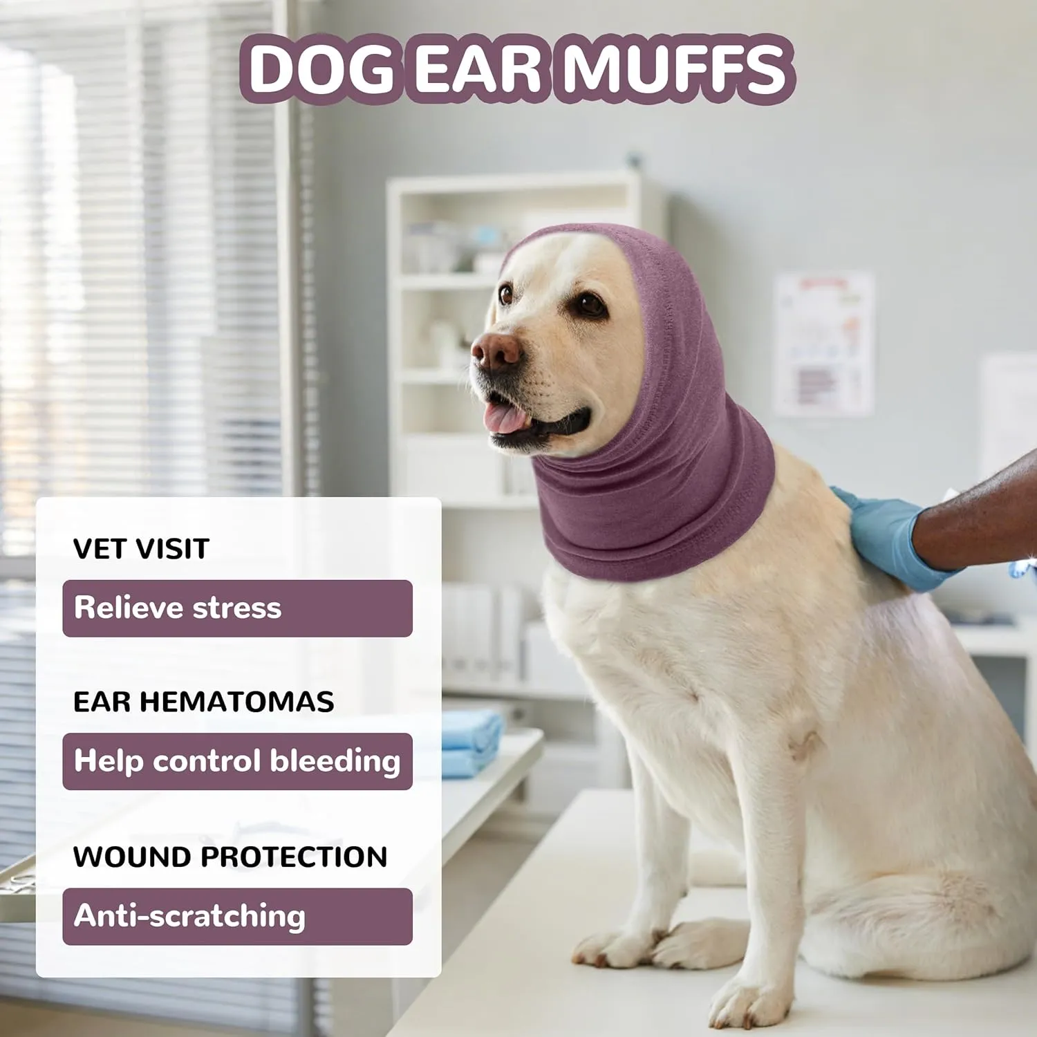 PUMYPOREITY Dog Calming Hoodie, Dog Ear Cover for Anxiety Relief, Ear Muffs for Hematoma, Noise Canceling for Grooming and Force Drying, Comfort Hoodie for Anxiety