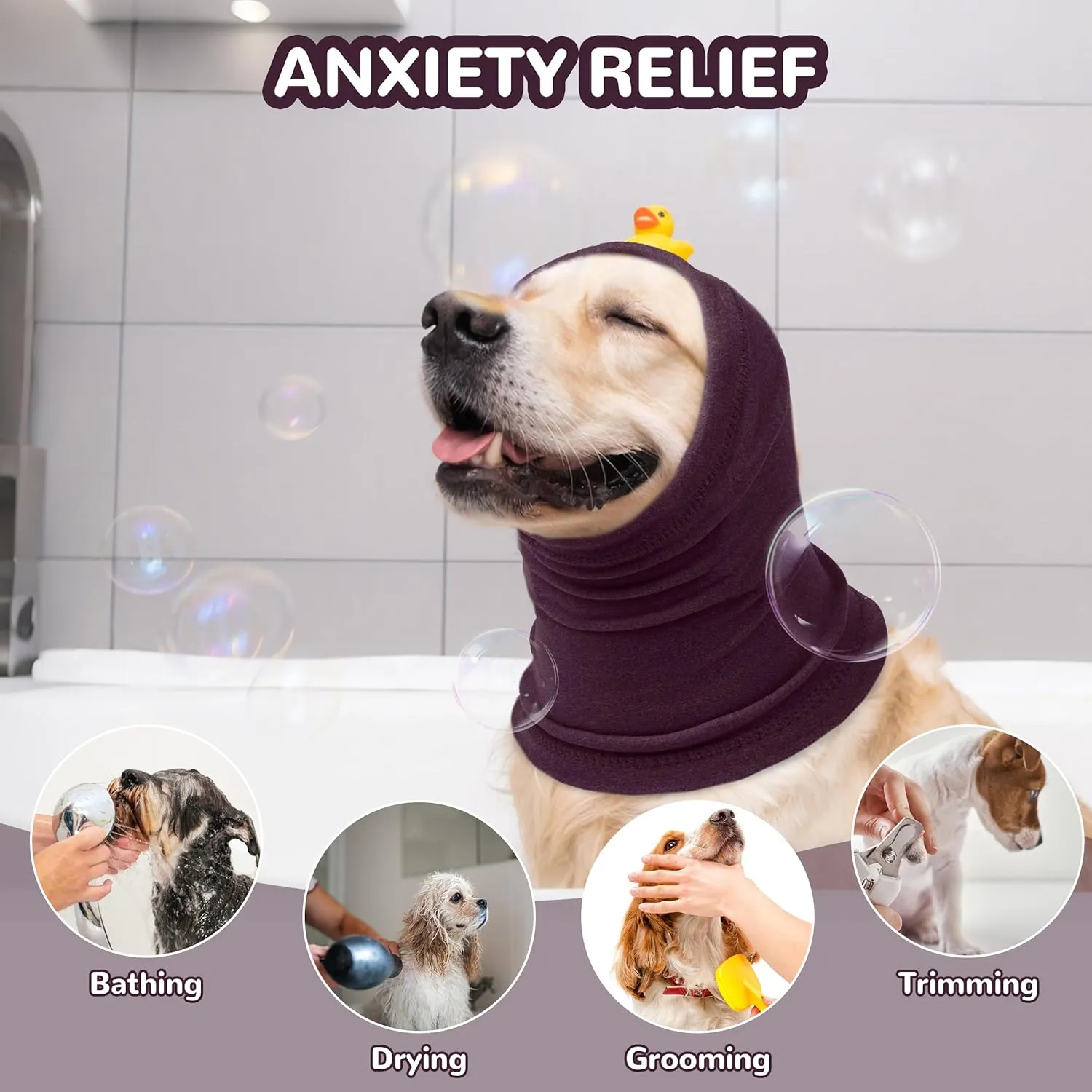 PUMYPOREITY Dog Calming Hoodie, Dog Ear Cover for Anxiety Relief, Ear Muffs for Hematoma, Noise Canceling for Grooming and Force Drying, Comfort Hoodie for Anxiety