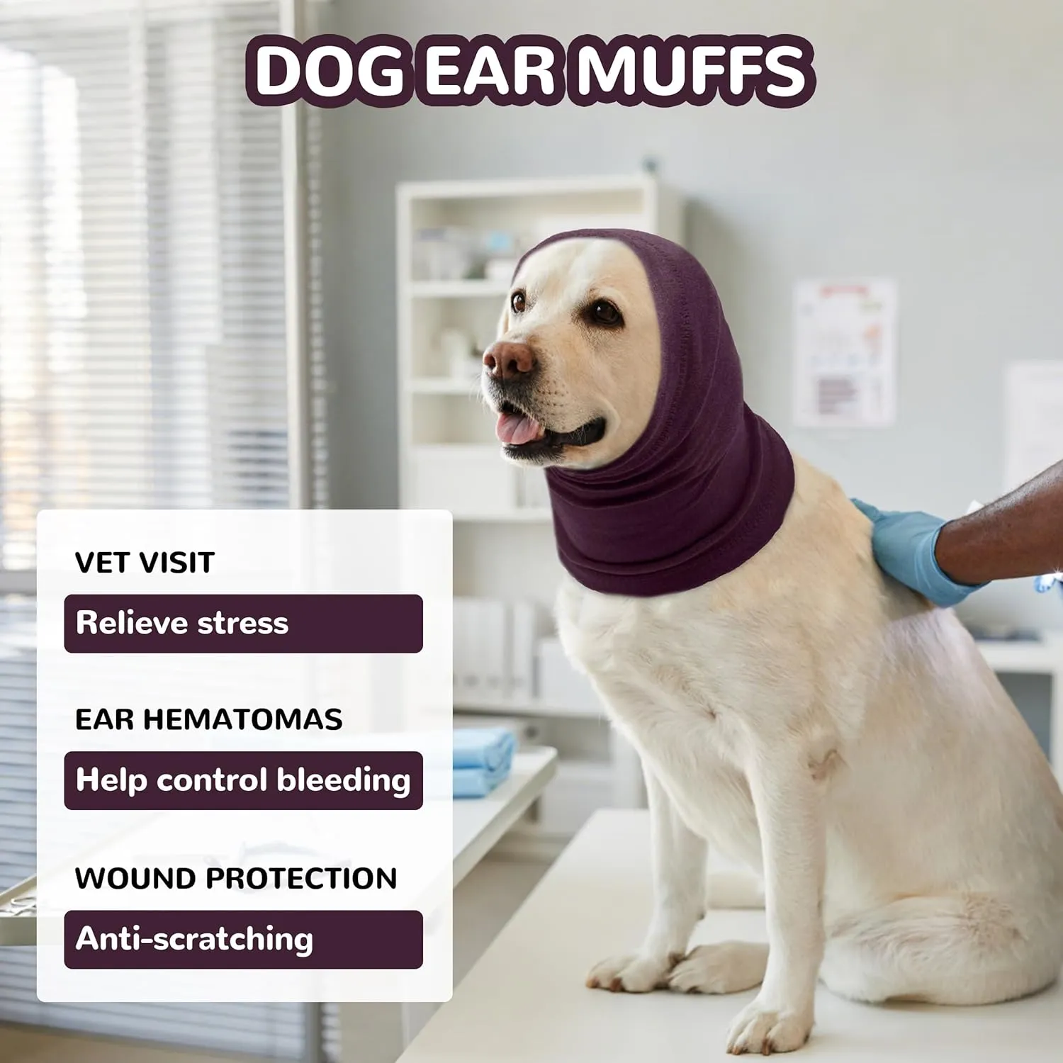 PUMYPOREITY Dog Calming Hoodie, Dog Ear Cover for Anxiety Relief, Ear Muffs for Hematoma, Noise Canceling for Grooming and Force Drying, Comfort Hoodie for Anxiety