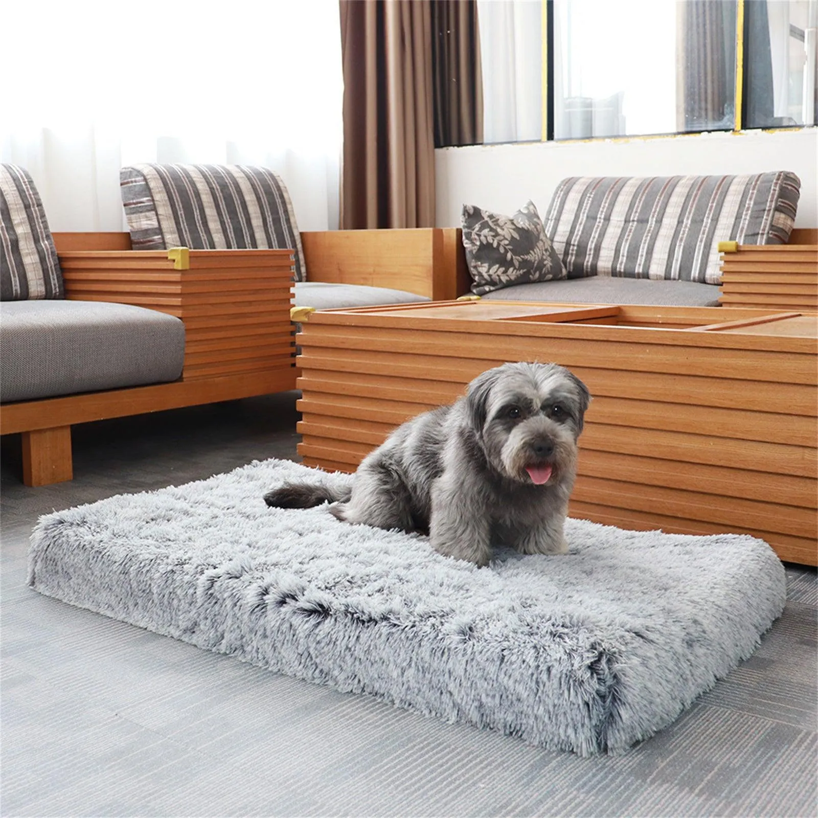 Rectangle Pet Dog Comfort Bed Plush Comfortable Removable Washable Kennel XL