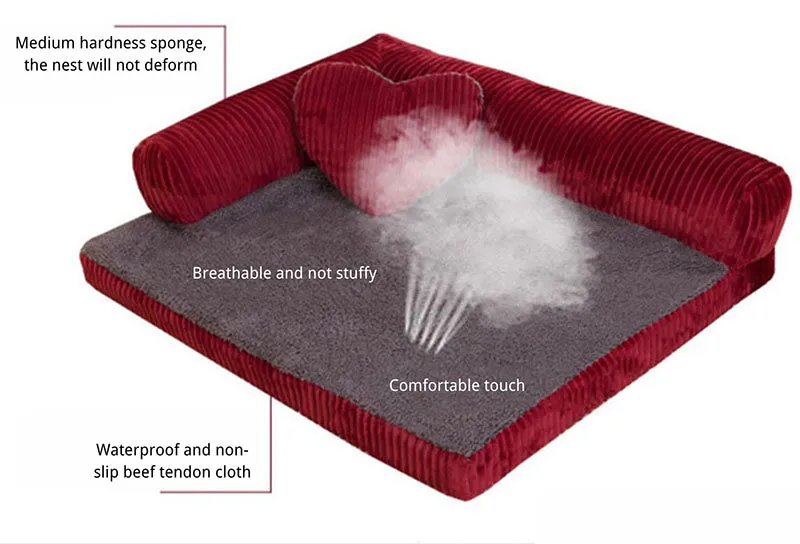 Removable and washable pet nest for large, medium and small dogs
