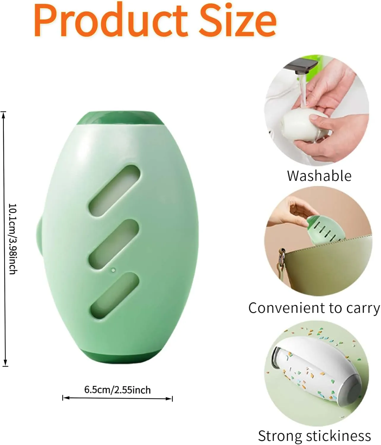 Reusable Silicone Gel Lint Roller,Washable Sticky Pet Hair Remover for Clothes,Bed,Sofa,Plush, Portable Travel Dust Roller with Double Powerful Adhesion Tool (1, Green)