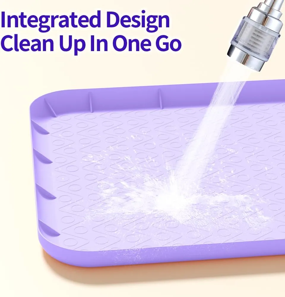 Silicone Pet Food Mat 18''x12'' Waterproof Non Slip Feeding Mat for Dog Bowls and Cat Food and Water Bowls Multi Functional Easy to Clean Travel Camping Essential Silicone Mat for Pet Dining Purple