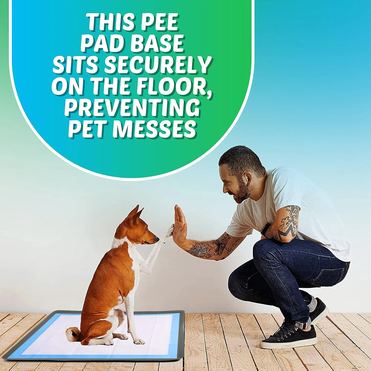 Skywin TidyFriend Pee Pad Holder Tray 28 x 34 Inches, Silicone Dog Potty Tray, Easy to Clean No Spill Dog Potty Training Pad Holder (Grey)