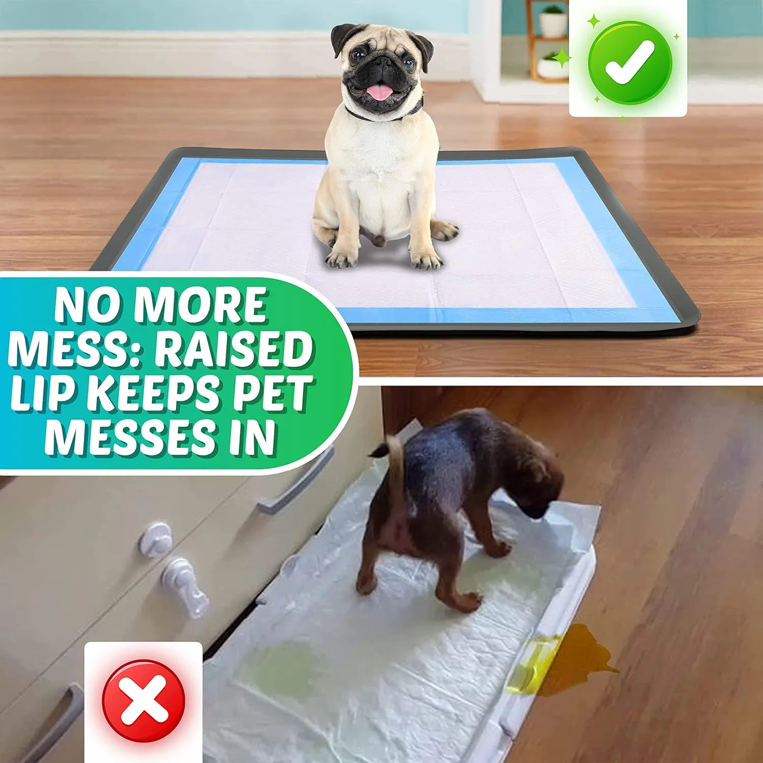 Skywin TidyFriend Pee Pad Holder Tray 28 x 34 Inches, Silicone Dog Potty Tray, Easy to Clean No Spill Dog Potty Training Pad Holder (Grey)