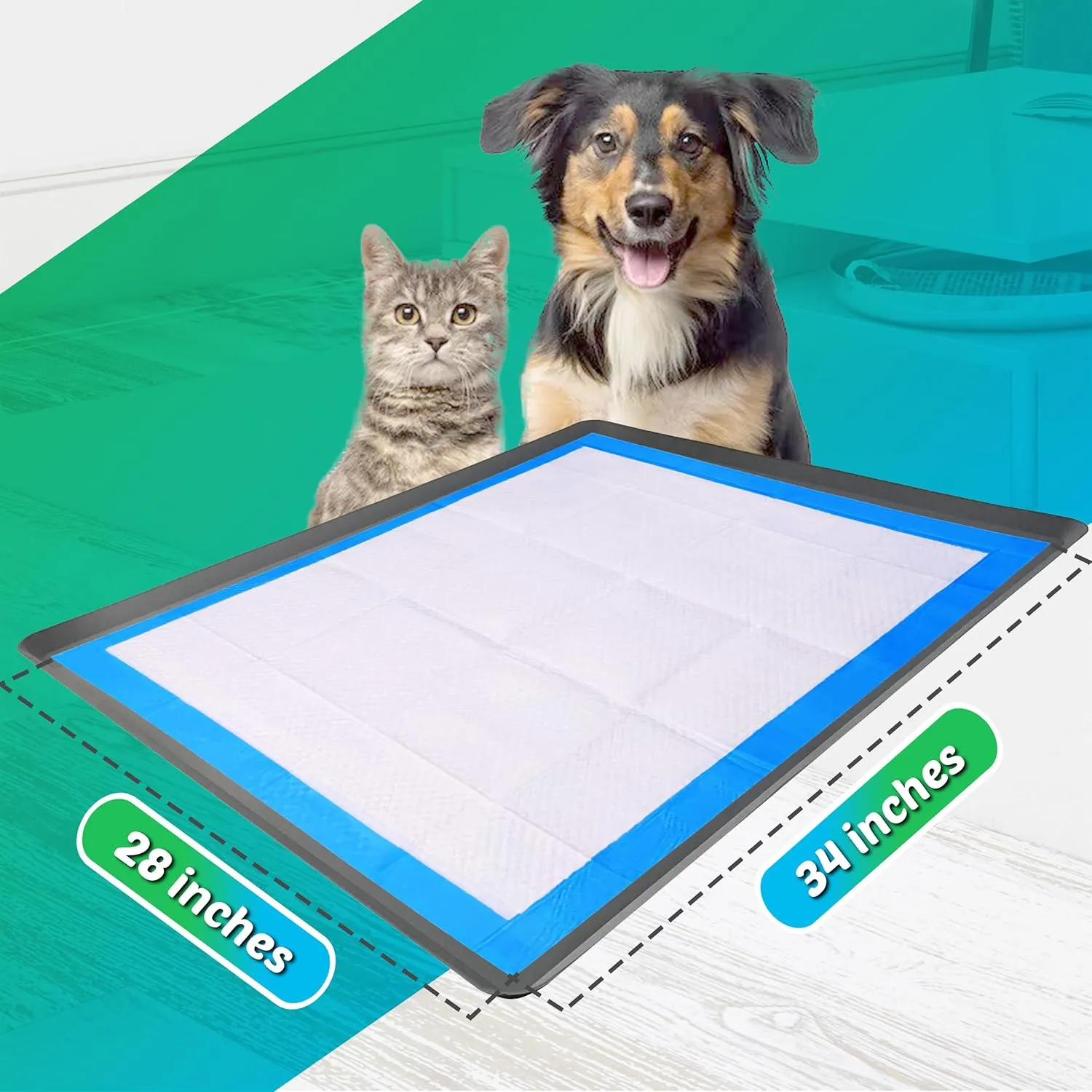 Skywin TidyFriend Pee Pad Holder Tray 28 x 34 Inches, Silicone Dog Potty Tray, Easy to Clean No Spill Dog Potty Training Pad Holder (Grey)