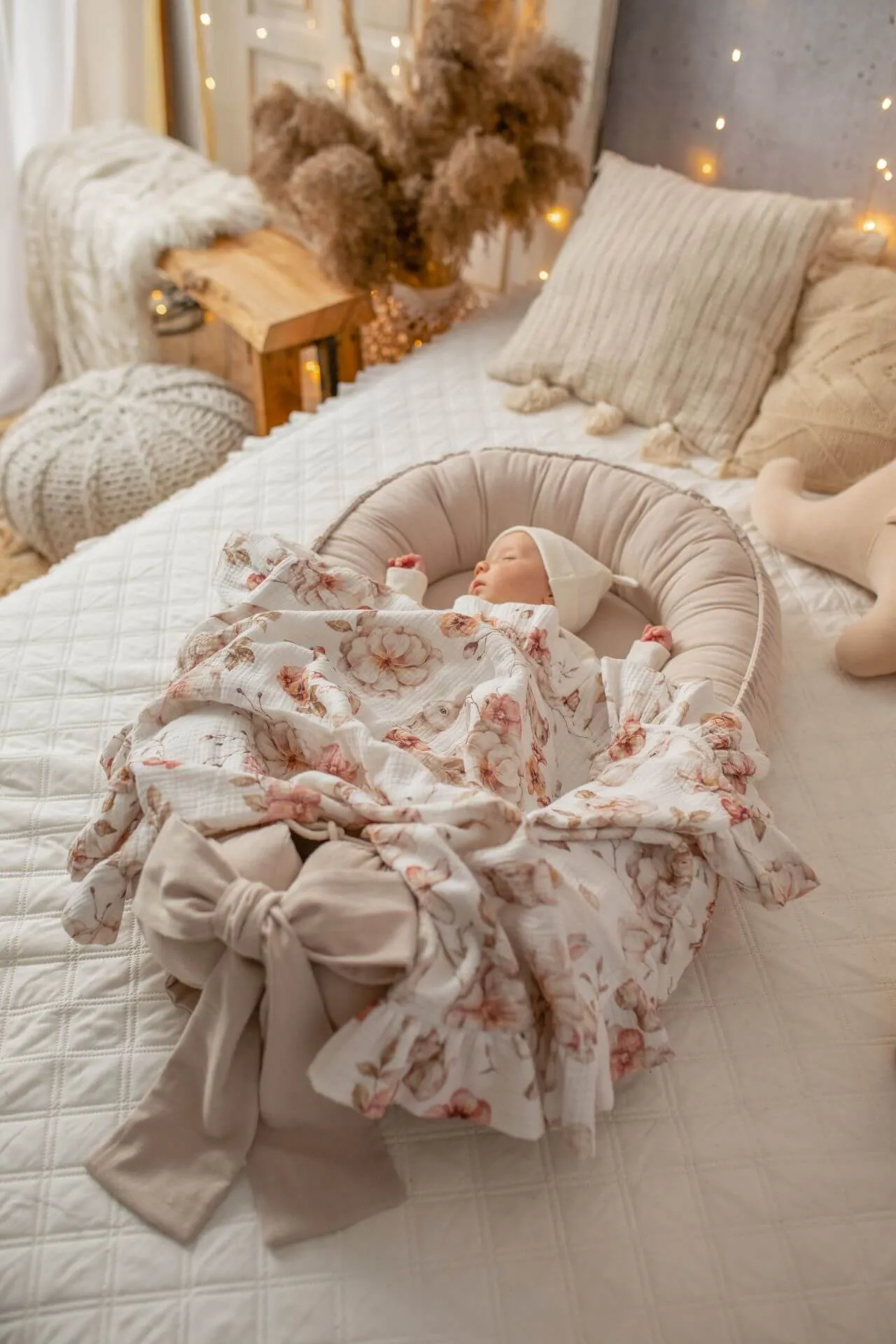 Soft Linen Handmade Baby Nest - Beige