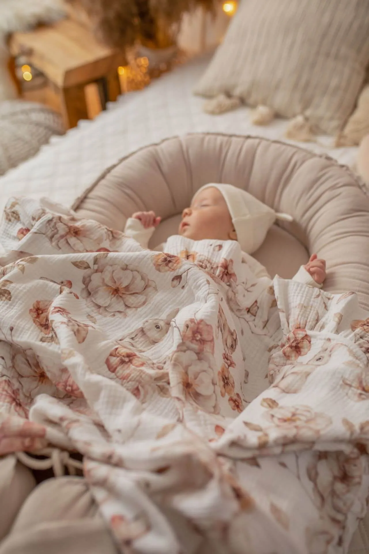 Soft Linen Handmade Baby Nest - Beige