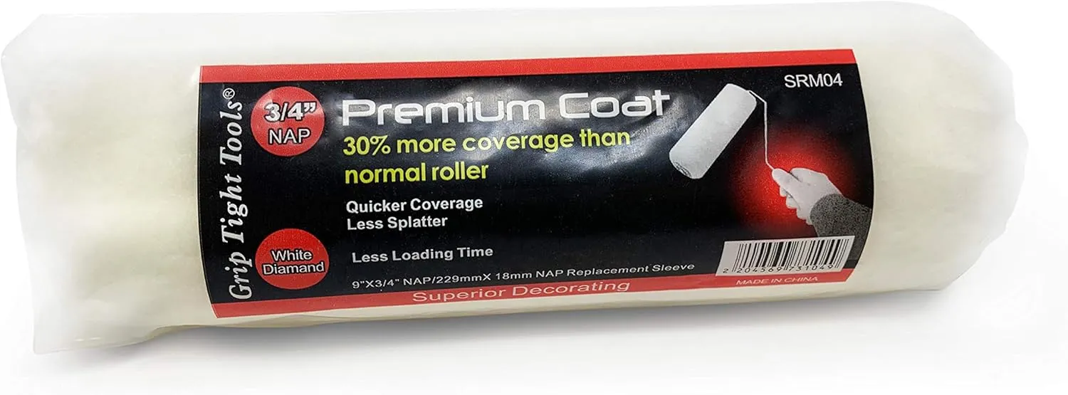 SRM02 Premium Paint Roller Cover, 9" Roller, 3/8" Nap