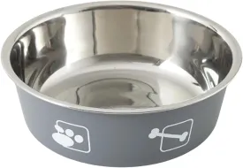 Stainless Steel Dog Bowl with Non Rubber Base Durable Food Water Dishes Dog Bowls Feeder Bowl for Small Medium Dogs Cats (Grey)