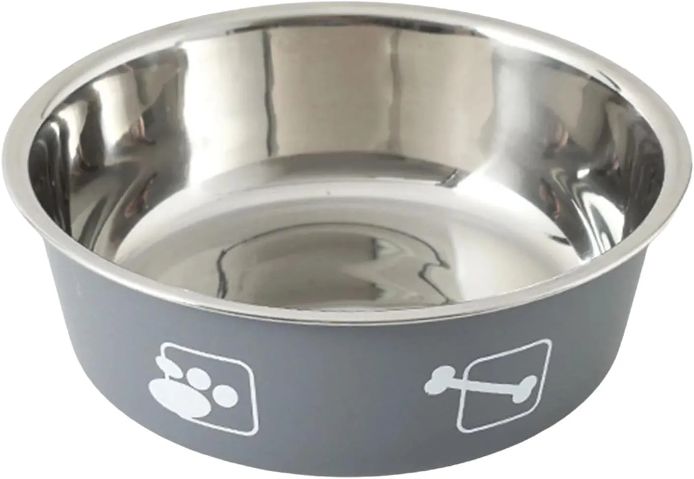 Stainless Steel Dog Bowl with Non Rubber Base Durable Food Water Dishes Dog Bowls Feeder Bowl for Small Medium Dogs Cats (Grey)