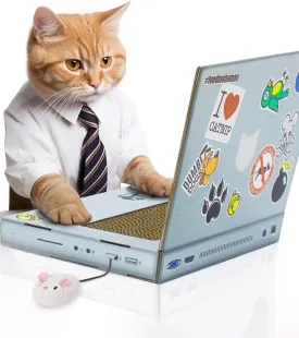 Suck UK | Cat Laptop | Cat Scratching Board | Cardboard Scratchers | Scratch Pad & Kitten Scratching Mat | Funny Furniture | Interactive Toy & Kitten Toys Gifts Cats