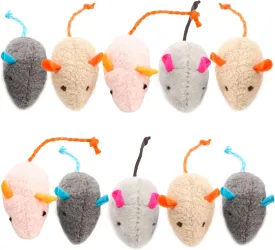 SunGrow Cat Catnip Mice Toys, Furry Plush for Hunting and Pouncing Instinct, 2, Interactive, Encourages Agility, Coordination, Fun for Hours, Multicolor, 10 Pcs per Pack