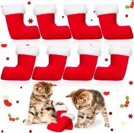 Syhood 8 Pcs Christmas Cat Toys Christmas Catnip Toys Christmas Stocking Catnip Toy Cat Plush Catnip Interactive Toy Teeth Cleaning Toys Gift for Indoor Cats Kittens Mint Teething and Play (Stocking)