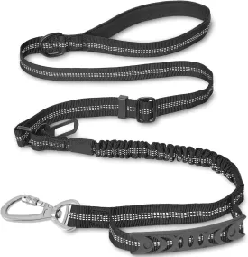 Tactical Dog Leash,Reflective Training Dog Leash,Adjustable Heavy Duty Leash with 2 Control Padded Handle Strong No Pull Bungee with Car Seat Belt for Medium Large Dogs