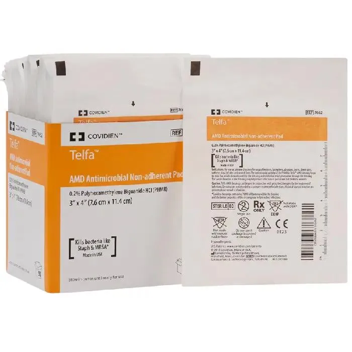 Telfa Antibacterial Island Dressings 3 inch x 4 inch, box of 25