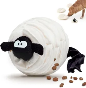 Tierglck Interactive Snuffle Ball, Squeaky Treat Dispensing Dog Puzzle Toy for Mental Stimulation, Anxiety Relief, Boredom Buster, All Breed Sizes, White, 5x5x7 Inches, 300g