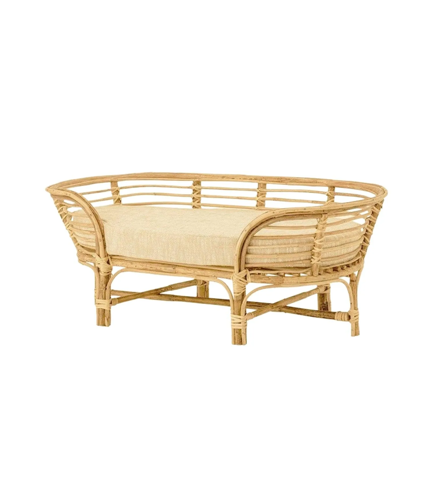 Wooden Bamboo Cane Pet Bed For Dogs and Cats with Foam (One Size)