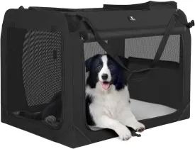 X-ZONE PET Dog Crate 3-Door Kennel, Collapsible Portable Soft Sided Pet Carriers for Indoor & Outdoor, Multiple (36-Inch, Carbon Black)