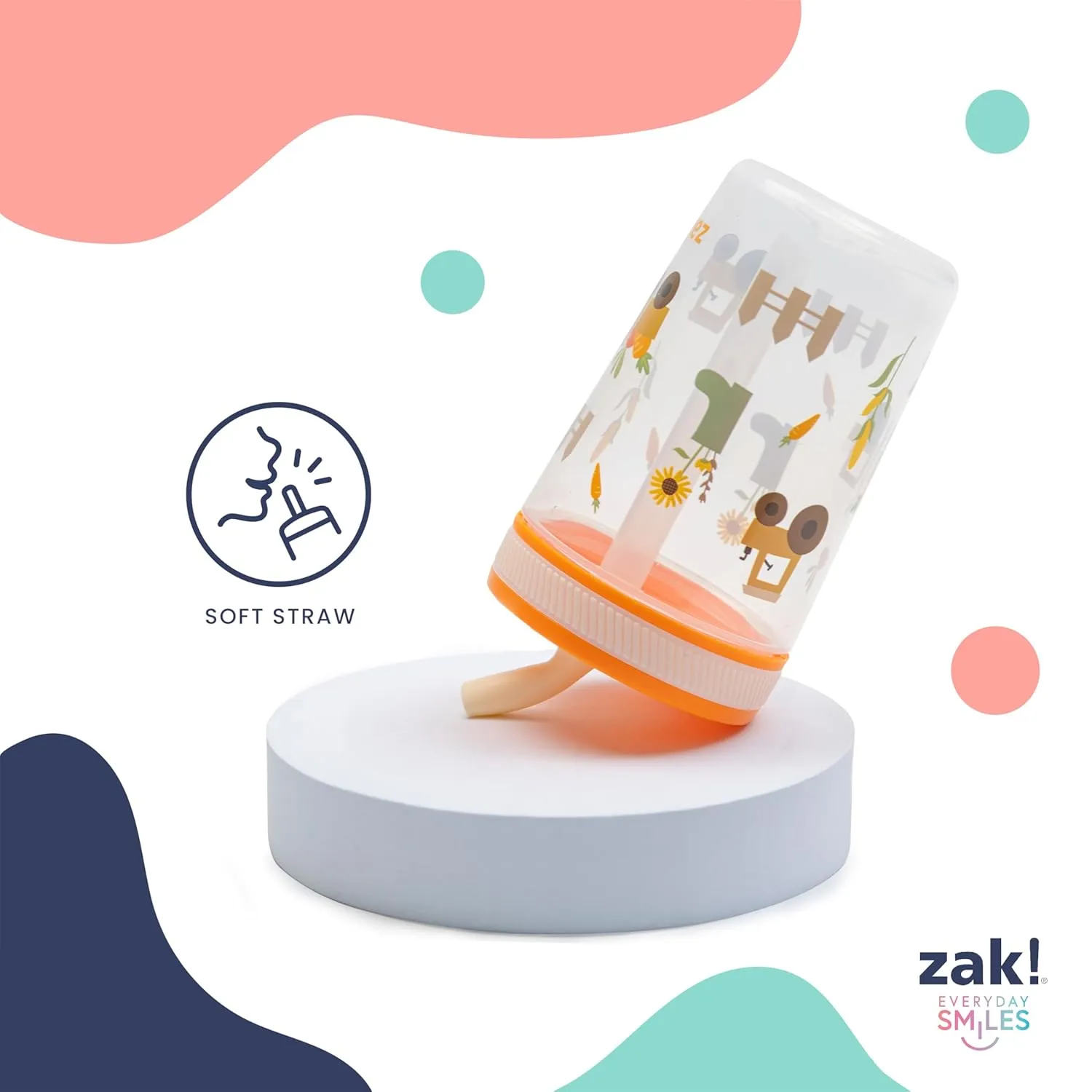 Zak Designs Gabby's Dollhouse Kelso Toddler Cups For Travel or At Home, 15oz 2-Pack Durable Plastic Sippy Cups With Leak-Proof Design is Perfect For Kids Cakey Cat, Mercat